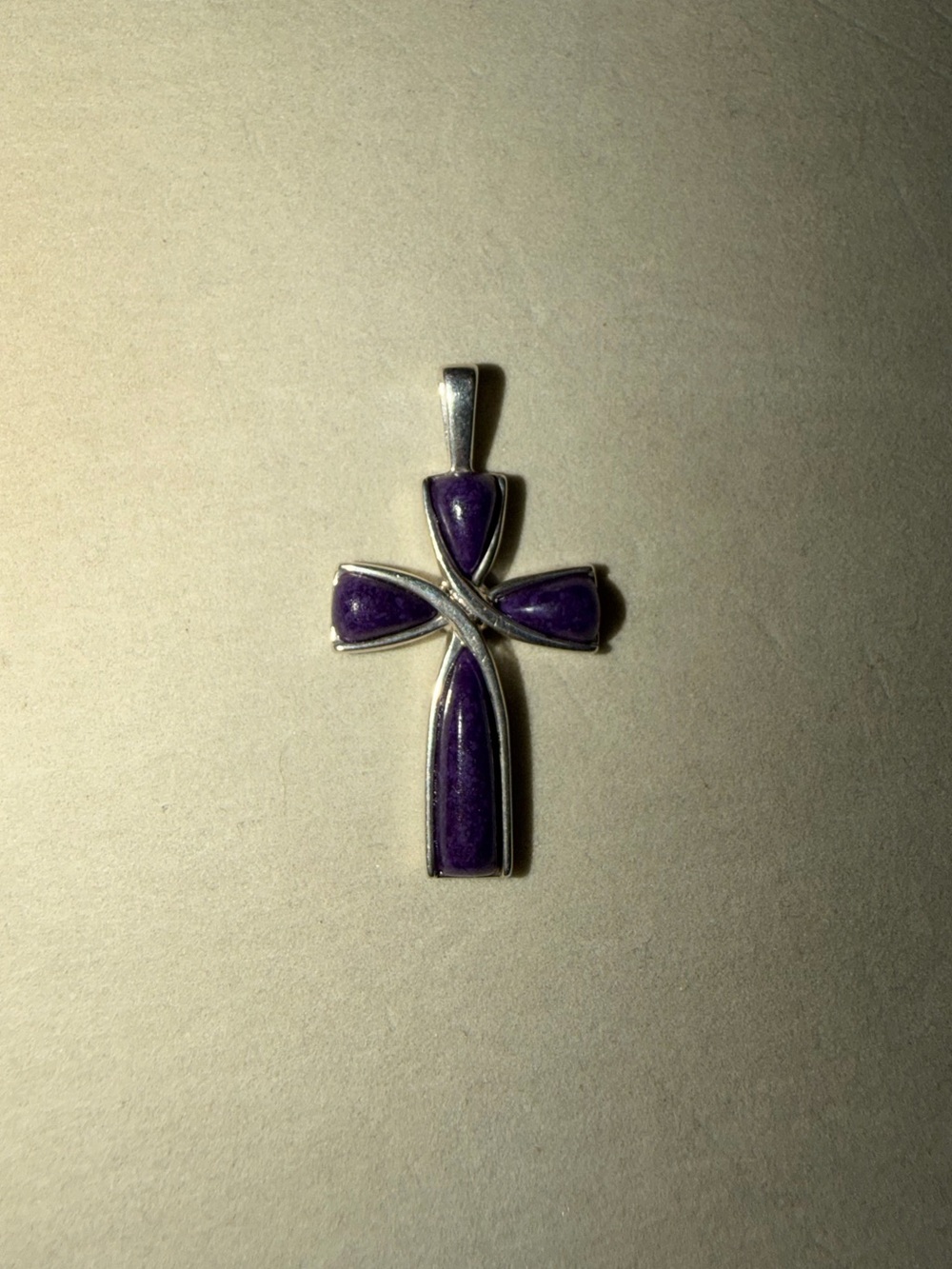 925 Sterling Silver Purple Cross Pendant β Beautiful Religious Jewelry - Picture 2 of 4